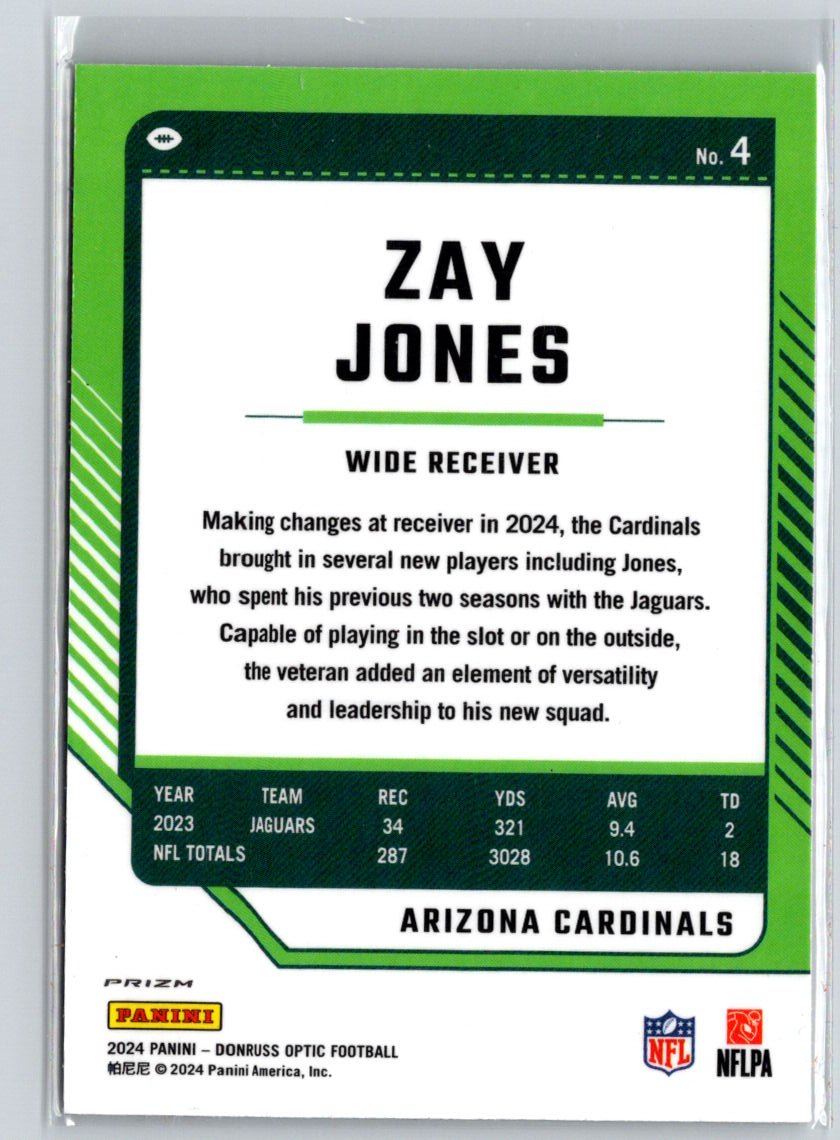 2024 Donruss Optic #4 Zay Jones Holo Z65