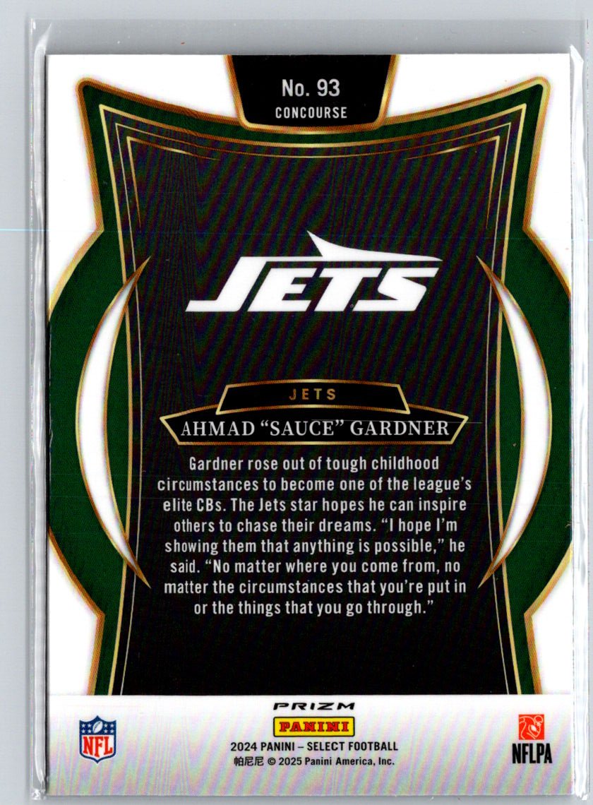 2024 Panini Select #93 Ahmad "Sauce" Gardner Red & Blue Prizm Shock Z66