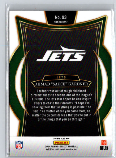 2024 Panini Select #93 Ahmad "Sauce" Gardner Red & Blue Prizm Shock Z66