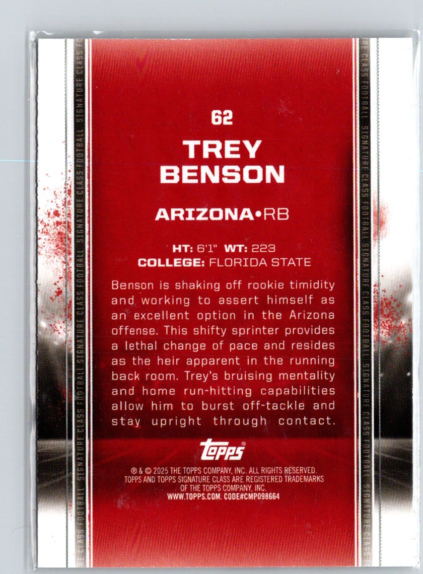 2024 Topps Signature Class #62 Trey Benson Bronze Z66