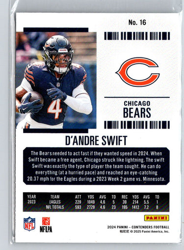 2024 Panini Contenders #16 D'Andre Swift Game Ticket Red Z67