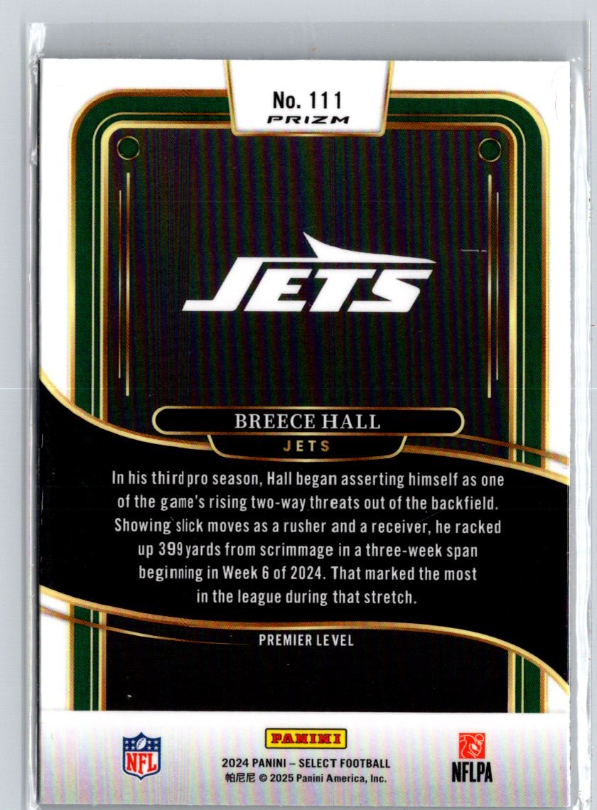 2024 Panini Select #111 Breece Hall Black & Red Prizm Shock Z68