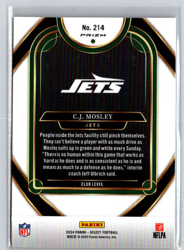2024 Panini Select #214 C.J. Mosley Red & Blue Prizm Shock Z68