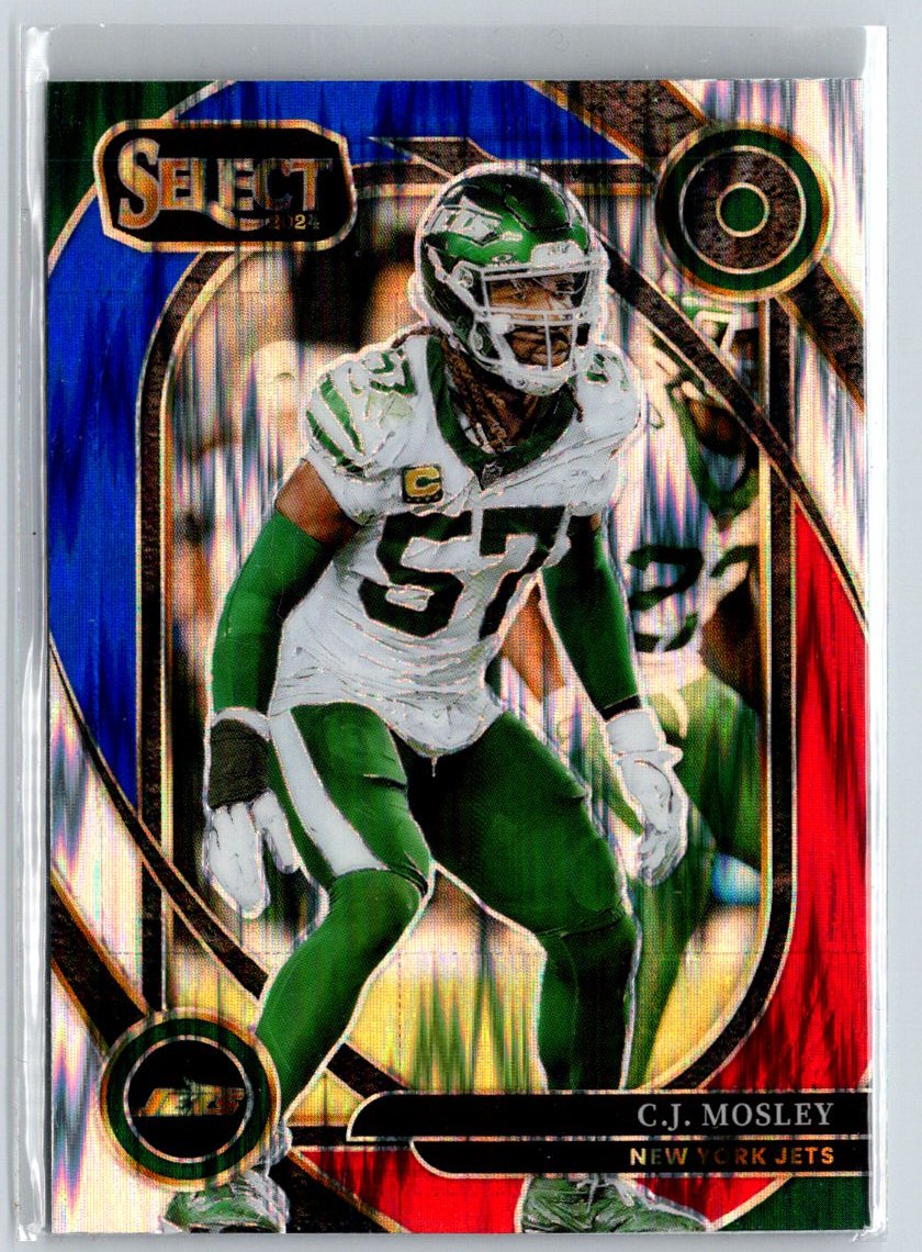 2024 Panini Select #214 C.J. Mosley Red & Blue Prizm Shock Z68