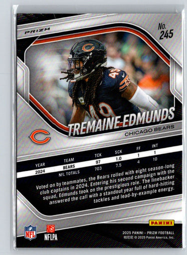 2025 Panini Prizm #245 Tremaine Edmunds Lazer Z69
