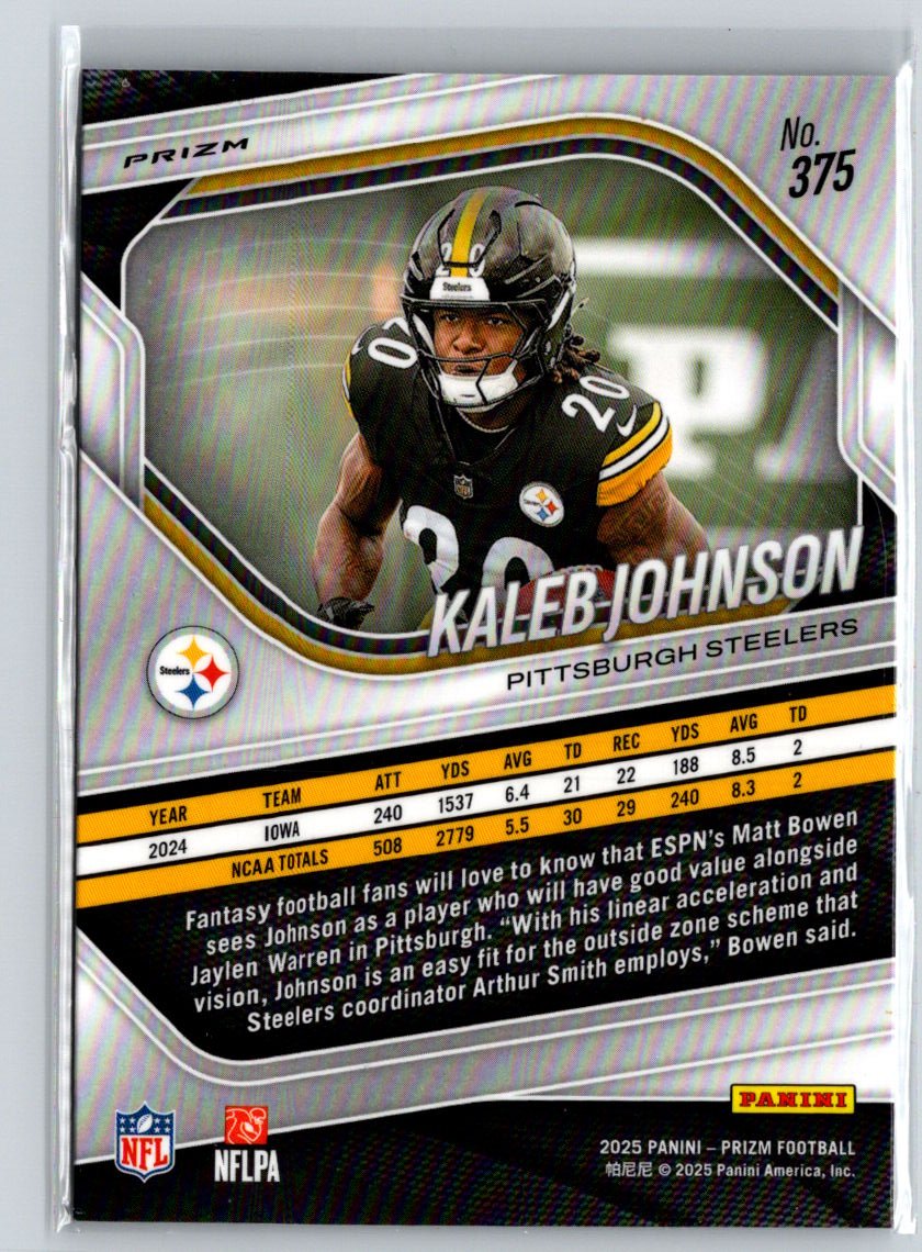 2025 Panini Prizm #375 Kaleb Johnson Lazer Z69