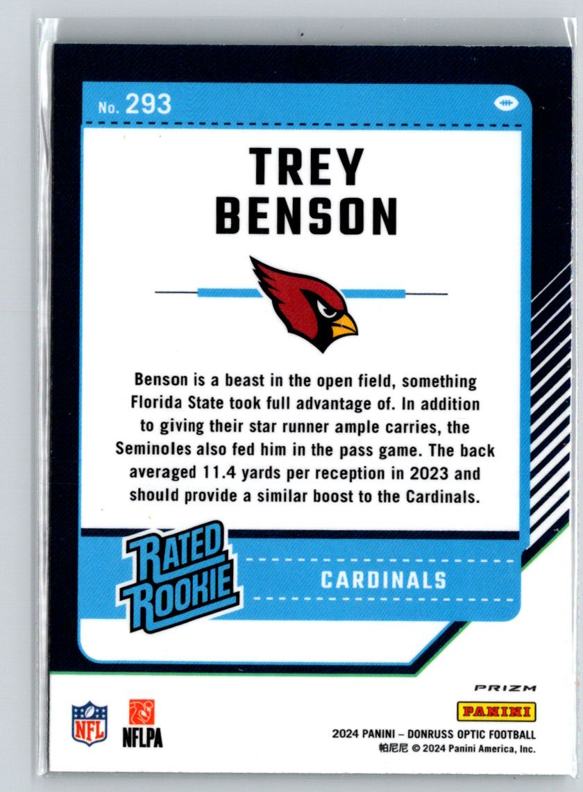 2024 Donruss Optic #293 Trey Benson Green Velocity Z69