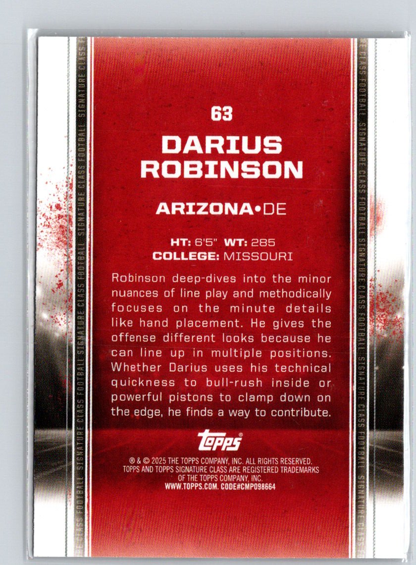 2024 Topps Signature Class #63 Darius Robinson Bronze Z70