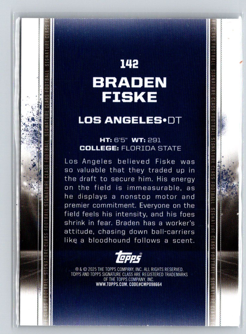 2024 Topps Signature Class #142 Braden Fiske Z10